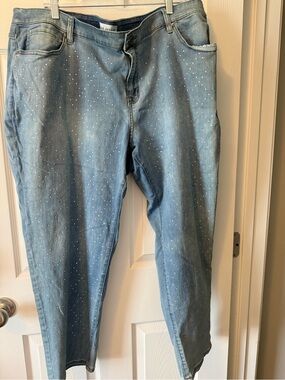 Lane Bryant Light Blue Rhinestone Boyfriend Jeans